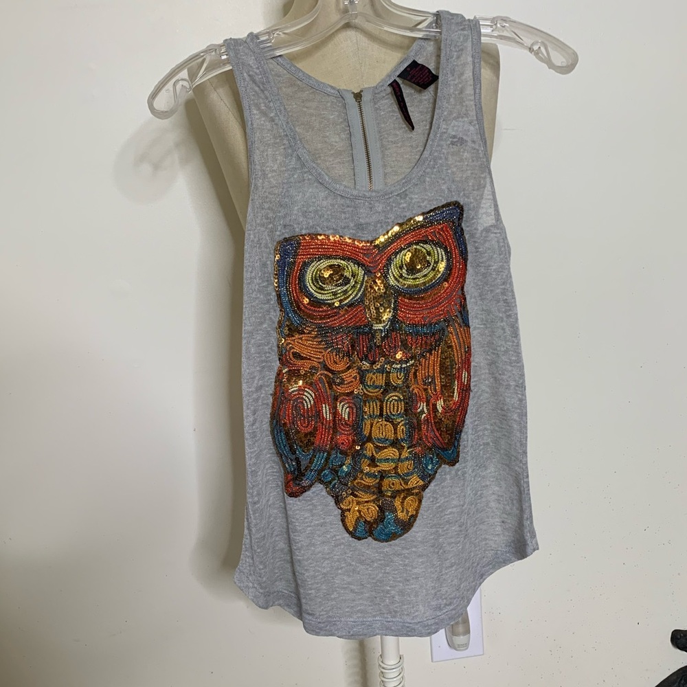 Heart n Crush Sequined Owl Tank